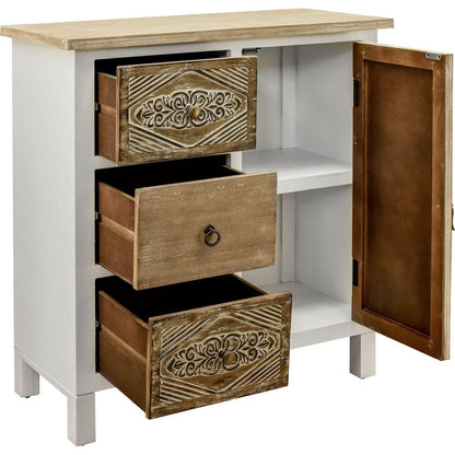 Hand-Carved Accent Cabinet with Vintage Charm - Versatile Storage and Distinctive Design - Fully Assembled