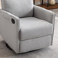 Cotton Linen Fabric Swivel Rocking Chair Glider Rocker Recliner Nursery Chair With Adjustable Back And Footrest For Living Room Indoor,Light Gray