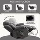 Swinging recliner massage heated sofa, with USB and 2 cup holders in side pockets, PackageA+B (gray fabric)