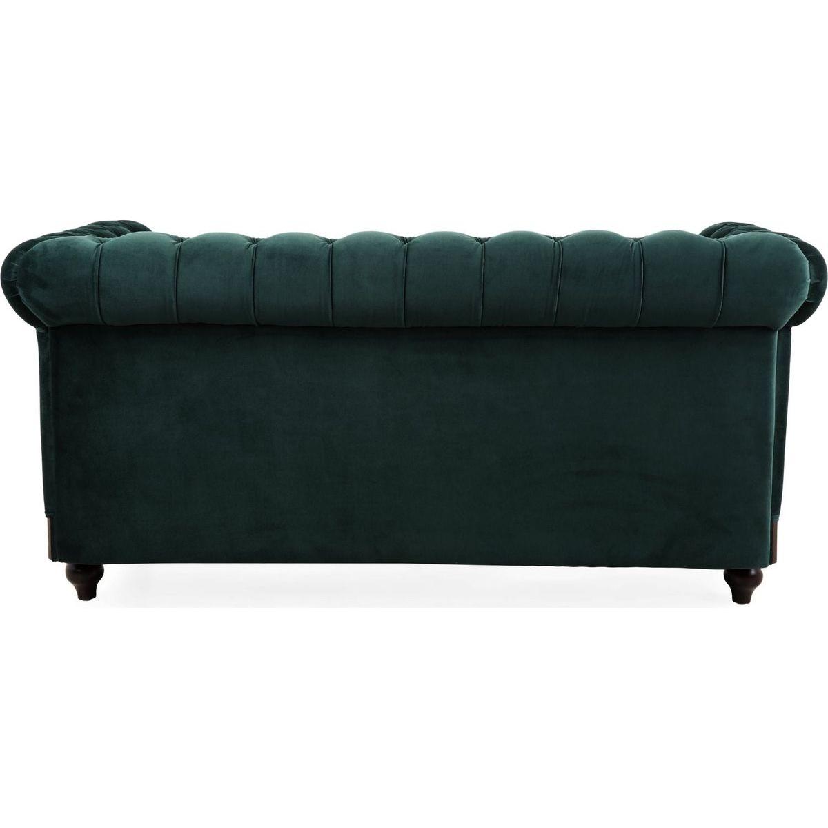 VIVALUX 59.44" Chesterfield Velvet Loveseat Sofa,2-Person Rolled Arm Dutch Plush Upholstered Sofa Couch with Tufted Button for Living Room, Bedroom, Small Places,Forest Green