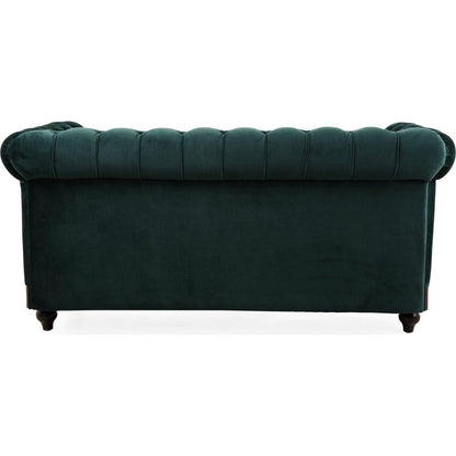 VIVALUX 59.44" Chesterfield Velvet Loveseat Sofa,2-Person Rolled Arm Dutch Plush Upholstered Sofa Couch with Tufted Button for Living Room, Bedroom, Small Places,Forest Green