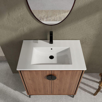 30 "Bathroom Vanity, 2 doors, Bathroom Cabinet Vanity Freestanding Cabinet Engineered Wood with sink