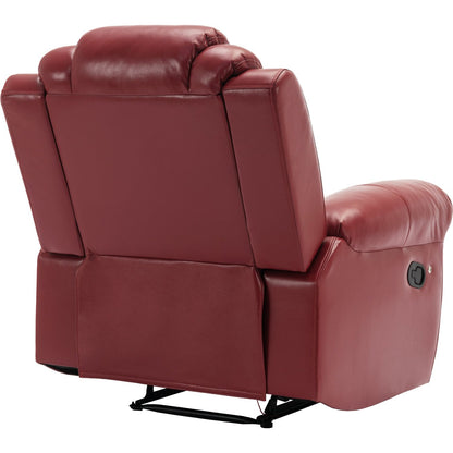 Home Theater Seating Manual Recliner Chair with LED Light Strip for Living Room,Bedroom, Wind Red