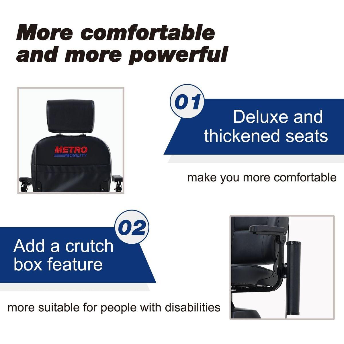 MAX PLUS BLUE 4 Wheels Outdoor Compact Mobility Scooter with 2pcsx20AH Lead acid Battery,Max Driving Range 16 Miles with Cup holders & USB charger port