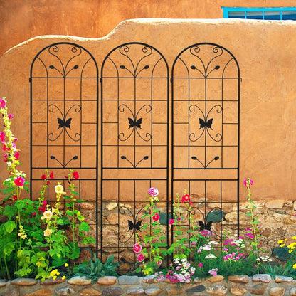 2 Pack Metal Garden Trellis 86.7" x 19.7" Rustproof Trellis for Climbing Plants Outdoor Flower Support Black