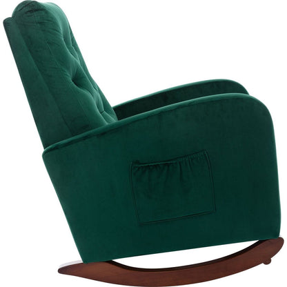 Baby Room High Back Rocking Chair Nursery Chair, Comfortable Rocker Fabric Padded Seat, Modern High Back Armchair