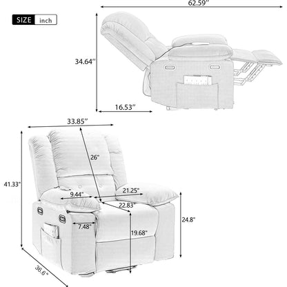 Massage Recliner,Power Lift Chair for Elderly with Adjustable Massage and Heating Function,Recliner Chair with Infinite Position and Side Pocket for Living Room, Green