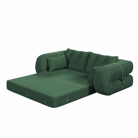 Human Dog Bed, Lazy Sofa Couch, 78.7 ' Multi-Functional Foldable Sofa Bed, 3-in-1 Teddy Fabric Foam-Filled Sleeper Sofa Bed for Living Room,Guest Bed,Playroom,Green