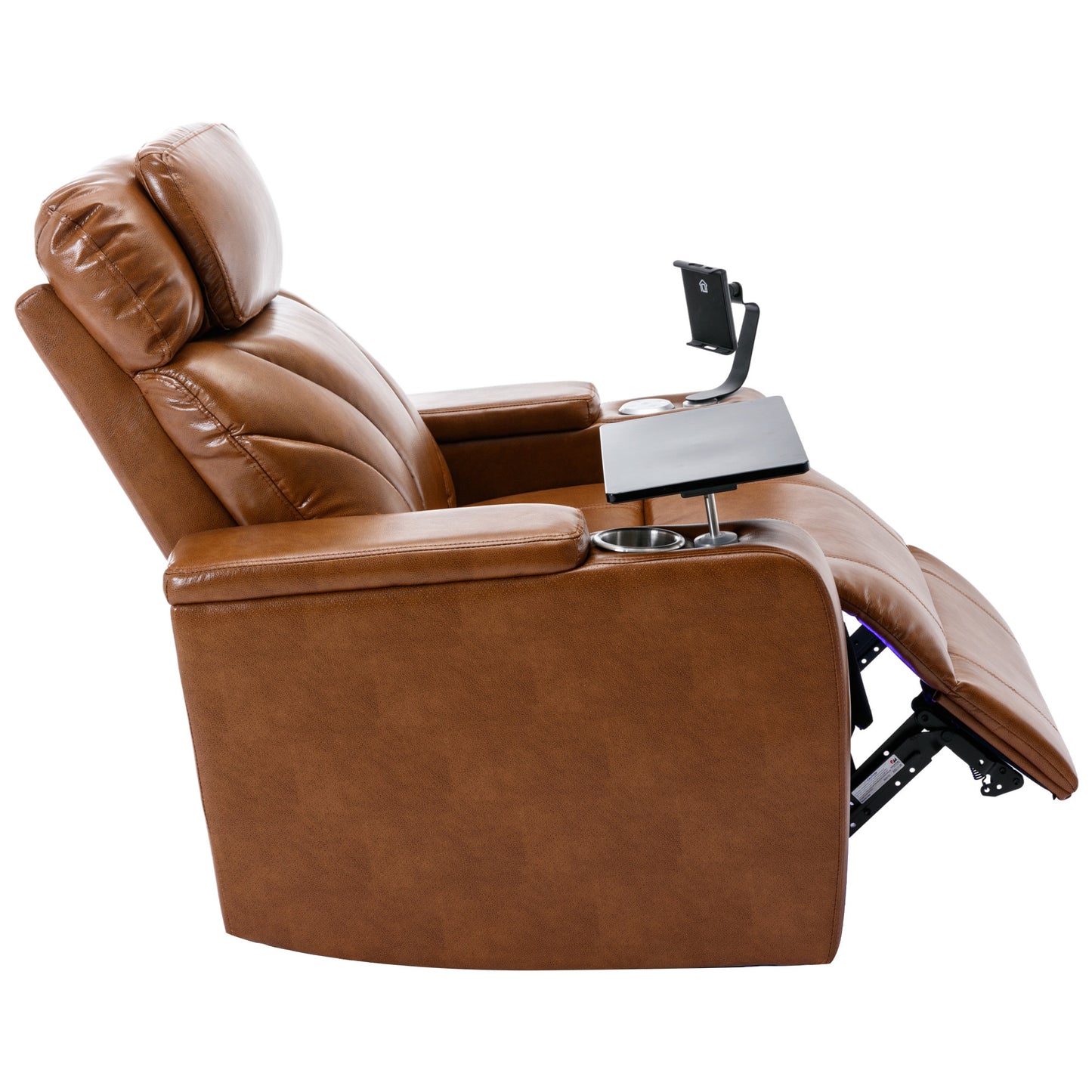 Power Motion Recliner with USB Charging Port and Hidden Arm Storage, Home Theater Seating with Convenient Cup Holder Design, and stereo(Light Brown)