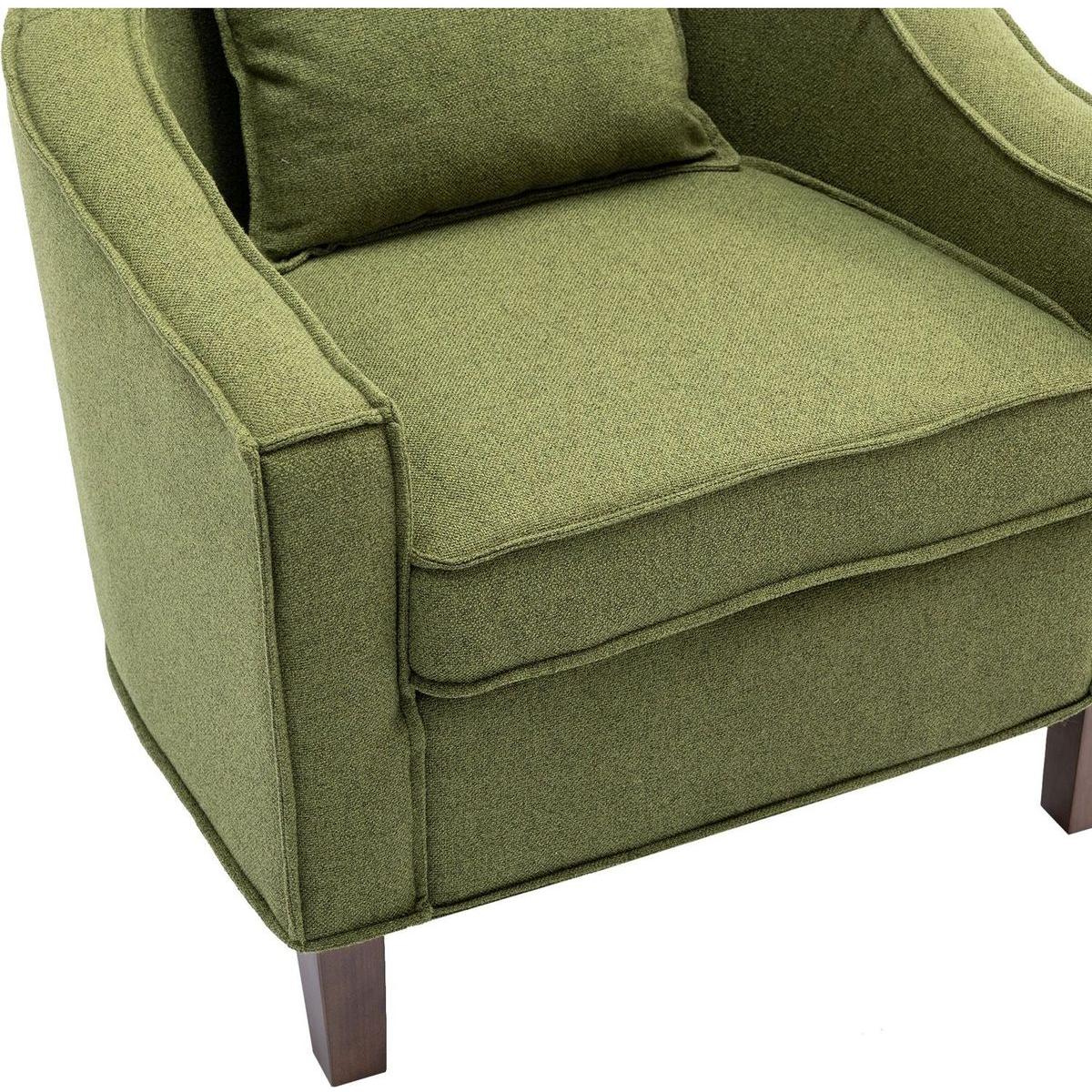 Accent Chair with Ottoman, Mid Century Modern Barrel Chair Upholstered Club Tub Round Arms Chair for Living Room