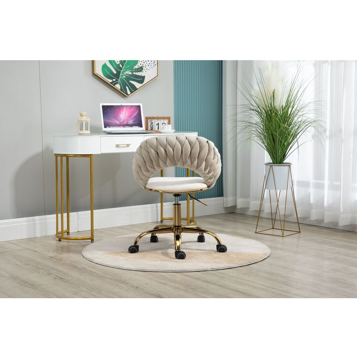 Computer Chair Office Chair Adjustable Swivel Chair Fabric Seat Home Study Chair