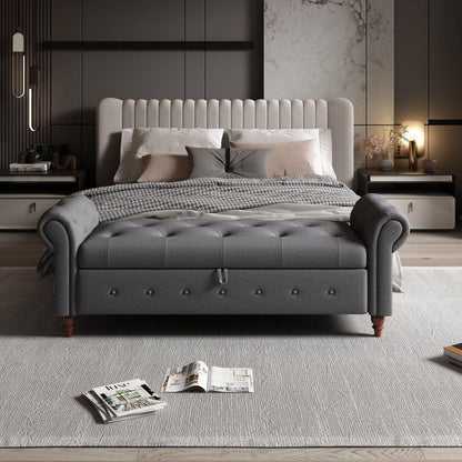 Bed Bench Dark Grey Fabric