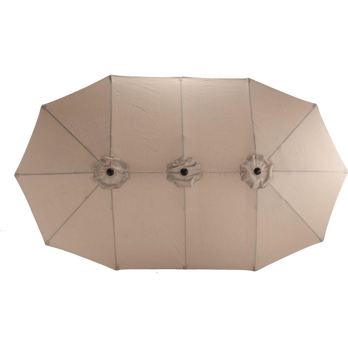 14.8 Ft Double Sided Outdoor Umbrella Rectangular Large with Crank (khaki)