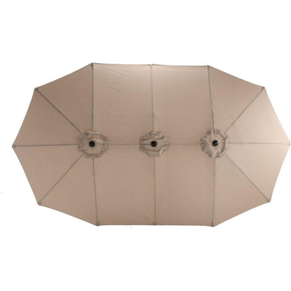 14.8 Ft Double Sided Outdoor Umbrella Rectangular Large with Crank (khaki)
