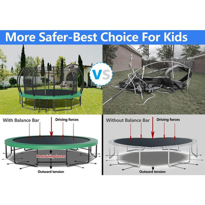 15FT Trampoline with Basketball Hoop - Recreational Trampolines with Ladder ,Shoe Bag and Galvanized Anti-Rust Coating