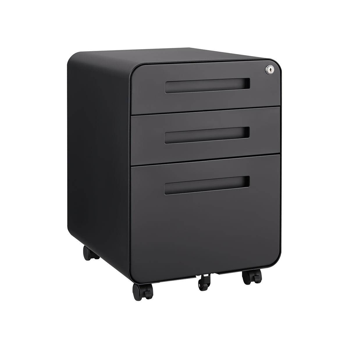 3 Drawer Mobile File Cabinet Under Desk Office,Simple Style Versatile Storage Cabinet for Legal/Letter/A4 Files, 5 Wheel Design Anti-Tilting Cold Rolled Steel Waterproof Moisture-Proof Black