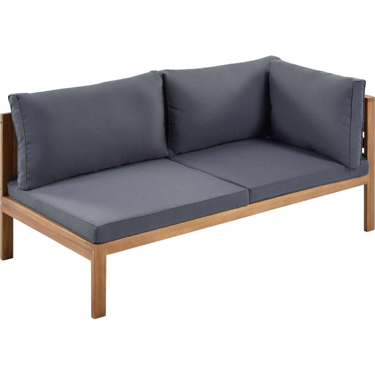 Wood Structure Outdoor Sofa Set with gray Cushions Exotic design Water-resistant and UV Protected texture High quality acacia wood Strong Metal Accessories