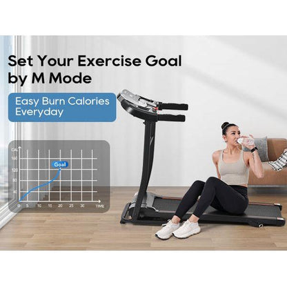 NEW Home Folding Treadmill with Pulse Sensor, 2.5 HP Quiet Brushless Motor, 7.5 MPH, 300LBS Weight Capacity Walking Jogging Machine with 3 Level Incline 12 Preset Programs for Home Gym