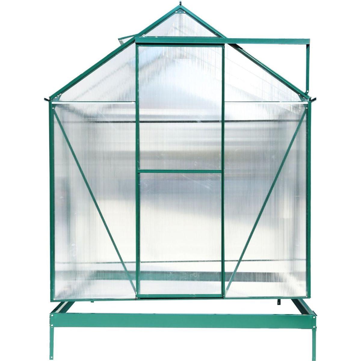 6.3'x6.2'x7' Polycarbonate Greenhouse, Heavy Duty Outdoor Aluminum Walk-in Green House Kit with Rain Gutter, Vent and Door for Backyard Garden, color green