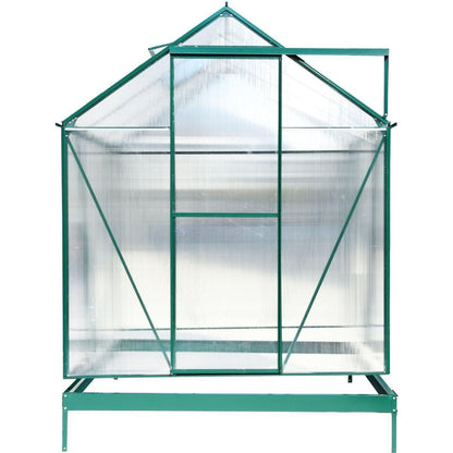6.3'x6.2'x7' Polycarbonate Greenhouse, Heavy Duty Outdoor Aluminum Walk-in Green House Kit with Rain Gutter, Vent and Door for Backyard Garden, color green