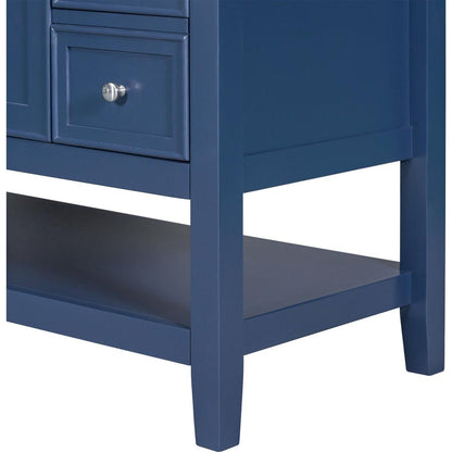 36" Bathroom Vanity without Sink, Cabinet Base Only, One Cabinet and three Drawers, Blue