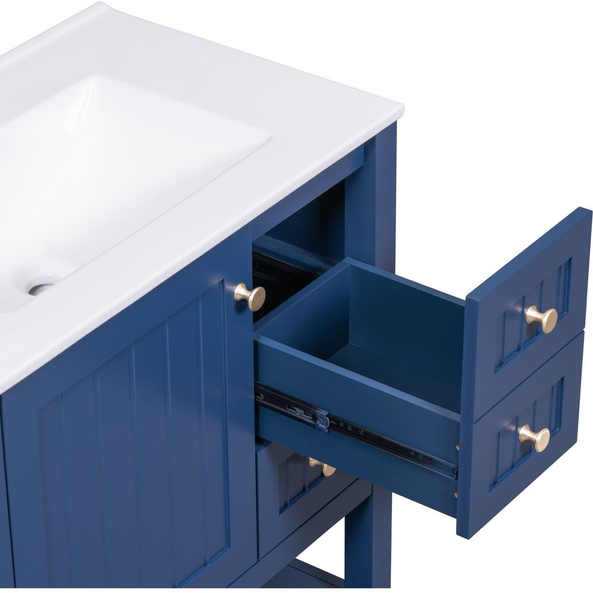 30inch Transitional Style Bathroom Vanity Cabinet Combo with Ceramic Sink