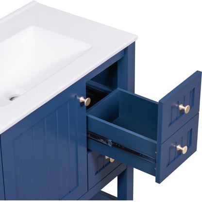 30inch Transitional Style Bathroom Vanity Cabinet Combo with Ceramic Sink