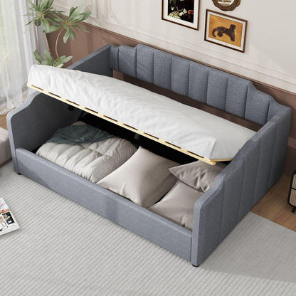 Upholstered Daybed with Underneath Storage,Full Size, Gray