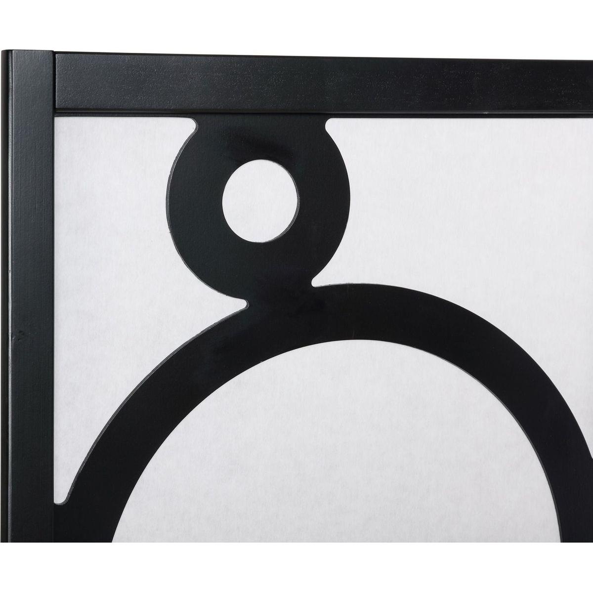 Arvada 4-Panel Wood Room Divider with Circle Pattern, Black