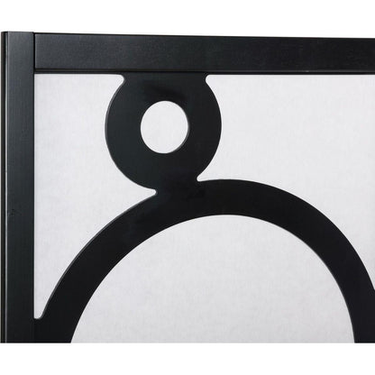 Arvada 4-Panel Wood Room Divider with Circle Pattern, Black