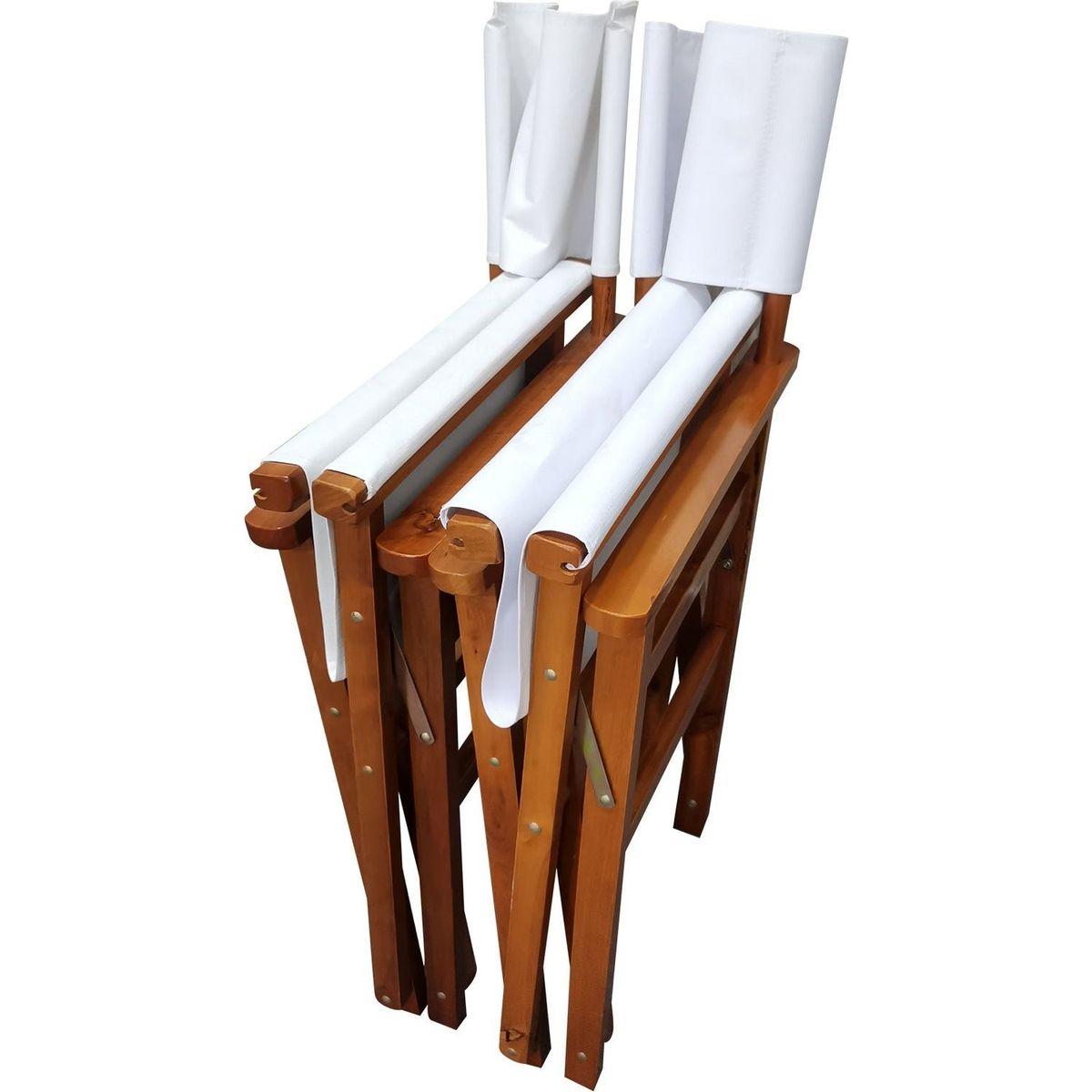 Folding Chair Wooden Director Chair Canvas Folding Chair Folding Chair 2pcs/set populus + Canvas (Color : White)