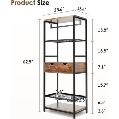 dog feeding station,3 Height Adjustable Raised Dog Bowls, Dog Feeder Station for Large Medium Dogs Cats, Dog Storage with shelves.