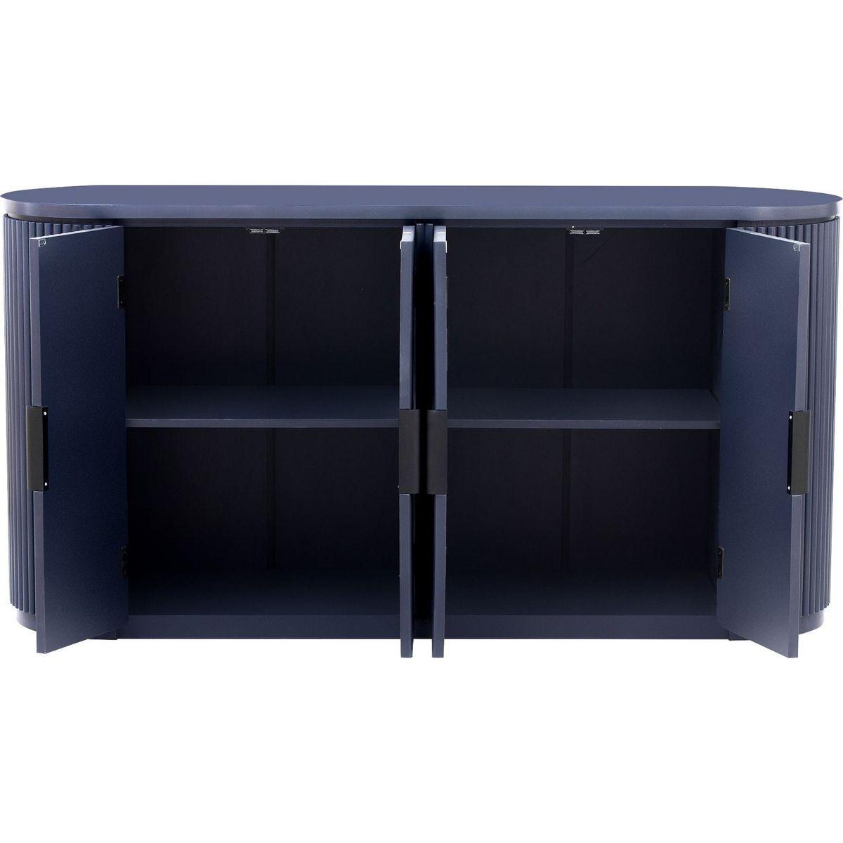 Vertical Striped Door Storage Cabinet with Metal Handles, Adjustable, Suitable for Study, Entryway and Living Room