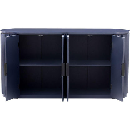 Vertical Striped Door Storage Cabinet with Metal Handles, Adjustable, Suitable for Study, Entryway and Living Room