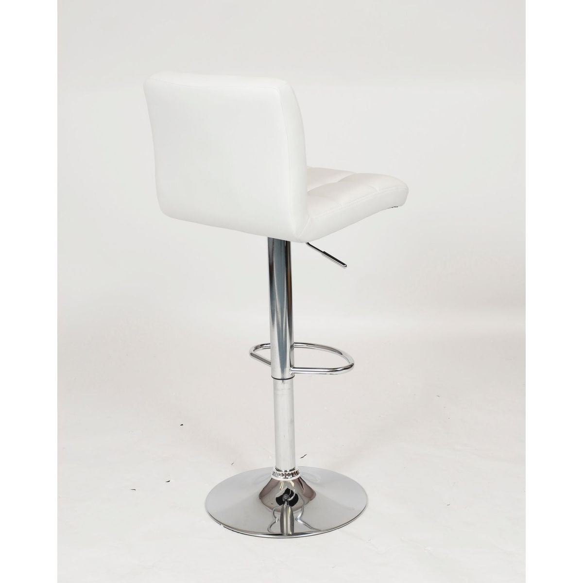 Swivel Faux Leather Adjustable Hydraulic Bar Stool, Set of 2, White