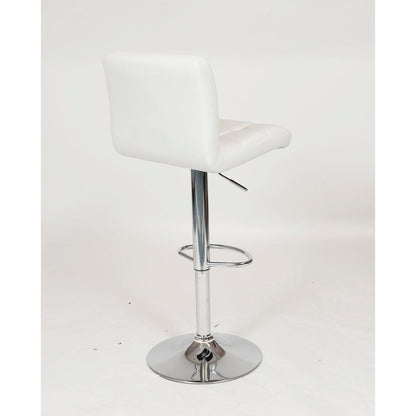 Swivel Faux Leather Adjustable Hydraulic Bar Stool, Set of 2, White