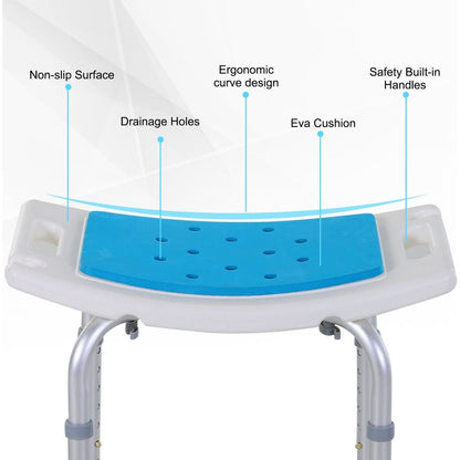 6-Level Adjustable Curved Bath Stool Spa Shower Chair Non-Slip Design for the Elderly, Injured, & Pregnant Women