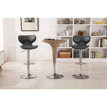 Masaccio Upholstery Airlift Adjustable Swivel Barstool with Chrome Base, Set of 2, Grey