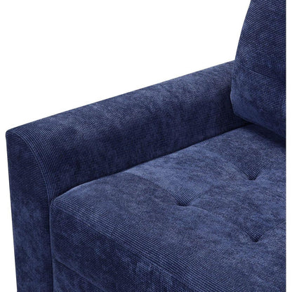 82.6" L-shape Sofa Bed Pull-out Sleeper Sofa with Wheels, USB Ports, Power Sockets for Living Room, Navy Blue