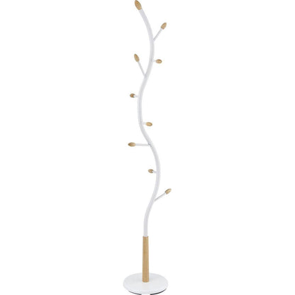 Arles Metal Whtie and Oak Standing Coat Rack