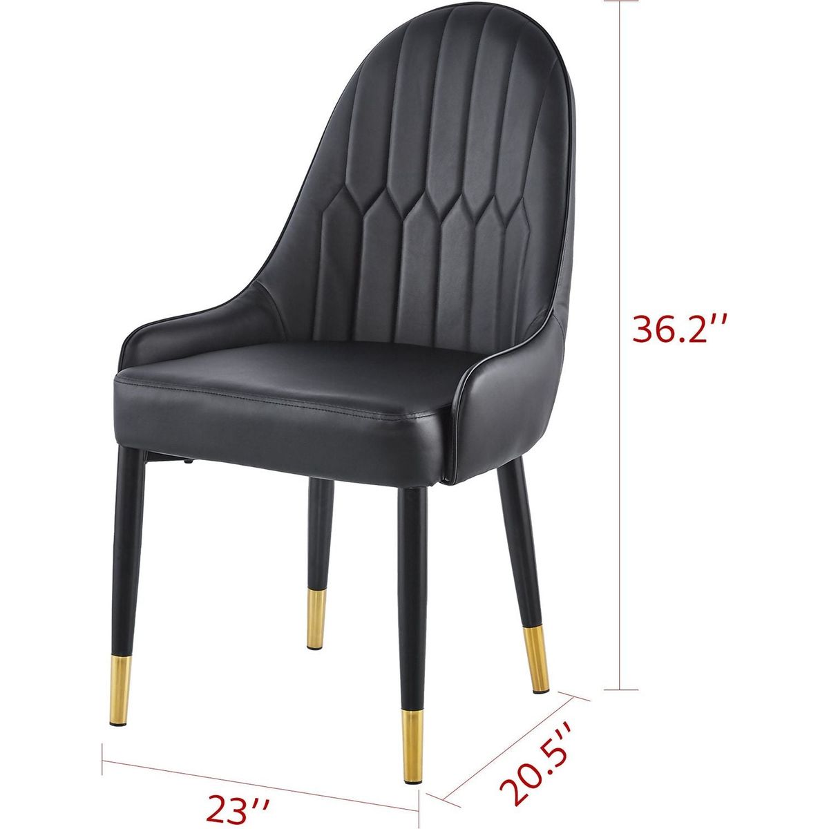 Modern Leather Dining Chair Set of 2, Upholstered Accent Dining Chair, Legs with Black Plastic Tube Plug