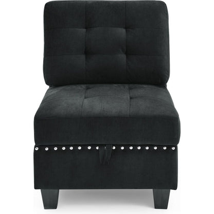 U shape Modular Sectional Sofa,DIY Combination,includes Four Single Chair and Two Corner,Black Velvet.