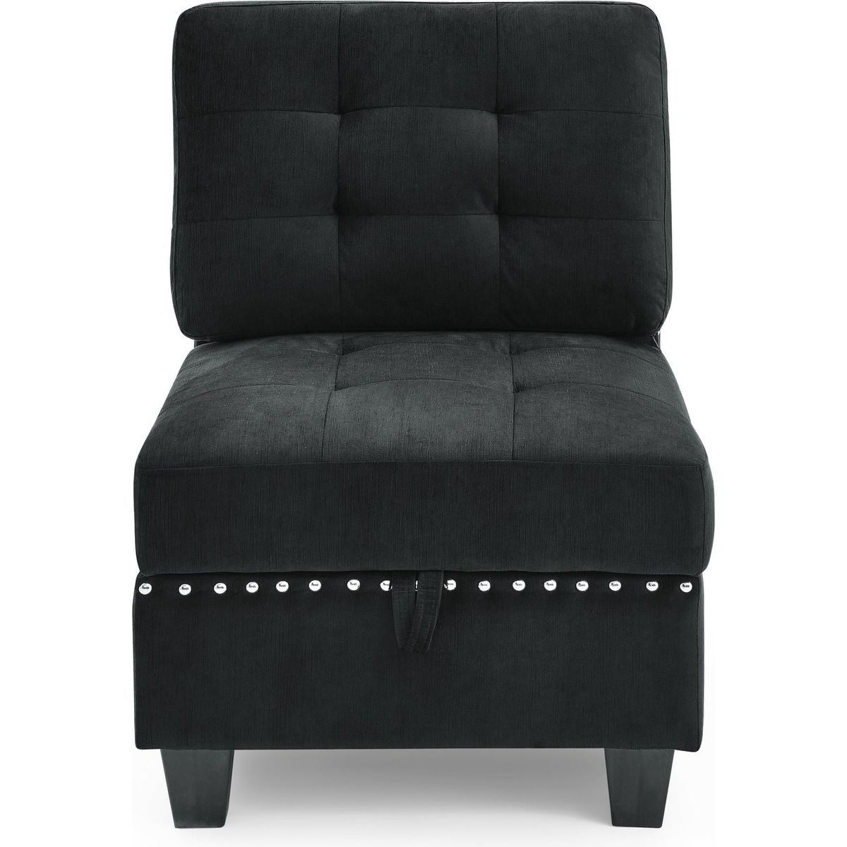 L shape Modular Sectional Sofa,DIY Combination,includes Three Single Chair and Three Corner, Black Velvet.