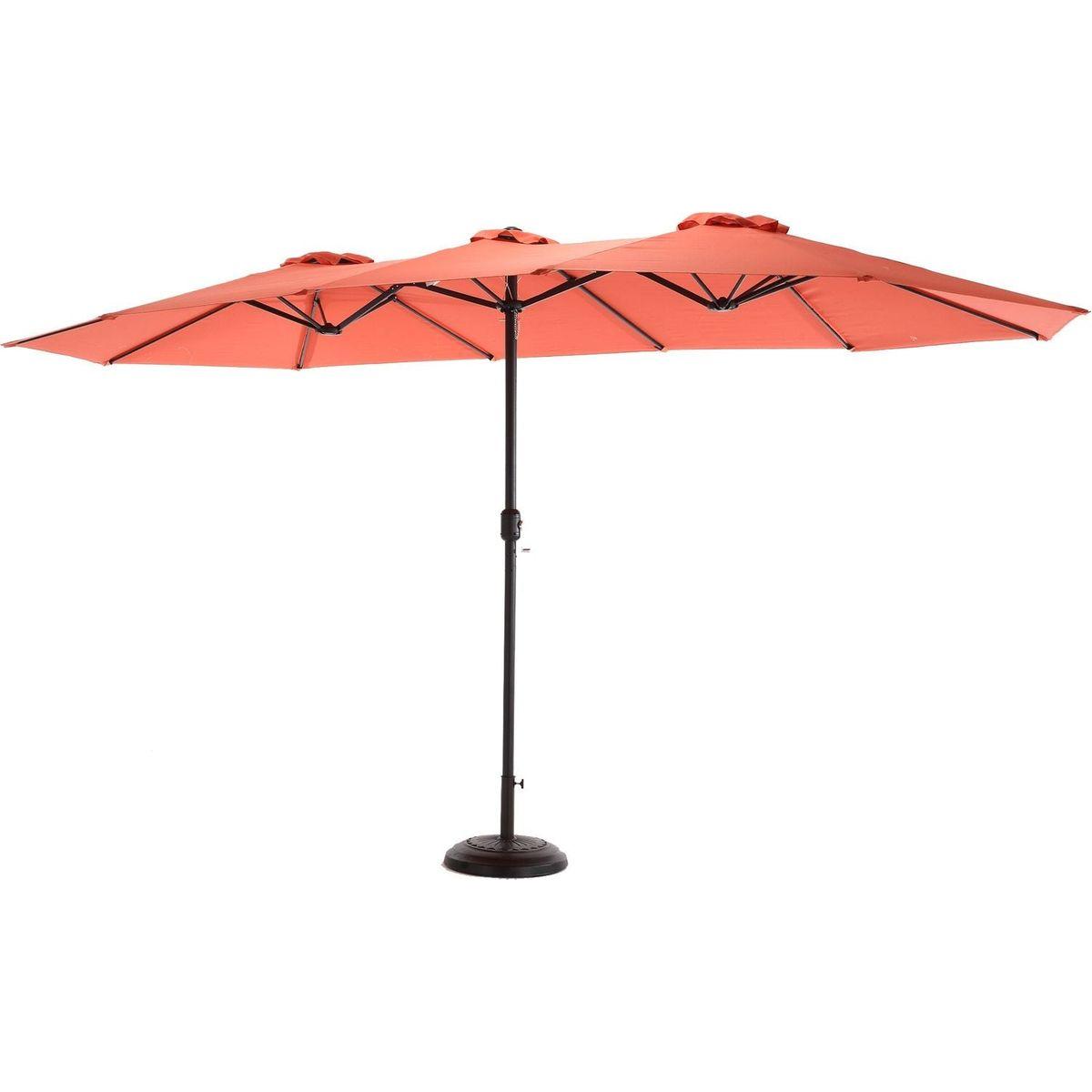 14.8 Ft Double Sided Outdoor Umbrella Rectangular Large with Crank (Orange)
