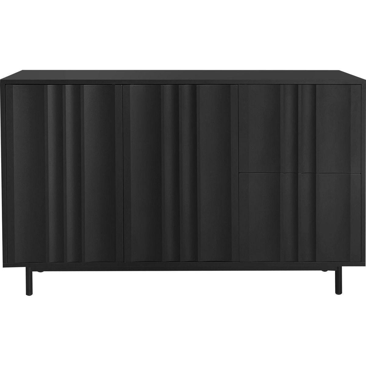 Wave Pattern Storage Cabinet with 2 Doors and 2 Drawers, Adjustable, Suitable for Study,Entrance and Living Room