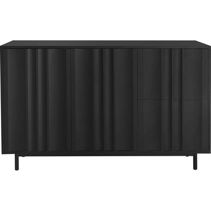 Wave Pattern Storage Cabinet with 2 Doors and 2 Drawers, Adjustable, Suitable for Study,Entrance and Living Room
