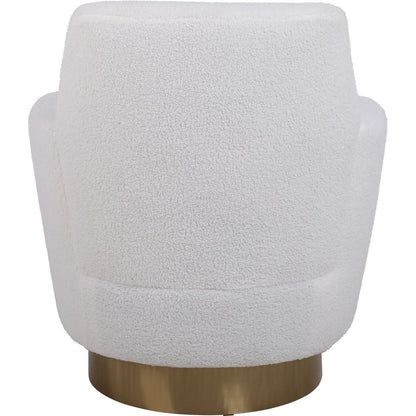 Teddy Swivel Barrel Chair, Swivel Accent Chairs Armchair for Living Room, Reading Chairs for Bedroom Comfy, Round Barrel Chairs with Gold Stainless Steel Base (Ivory)
