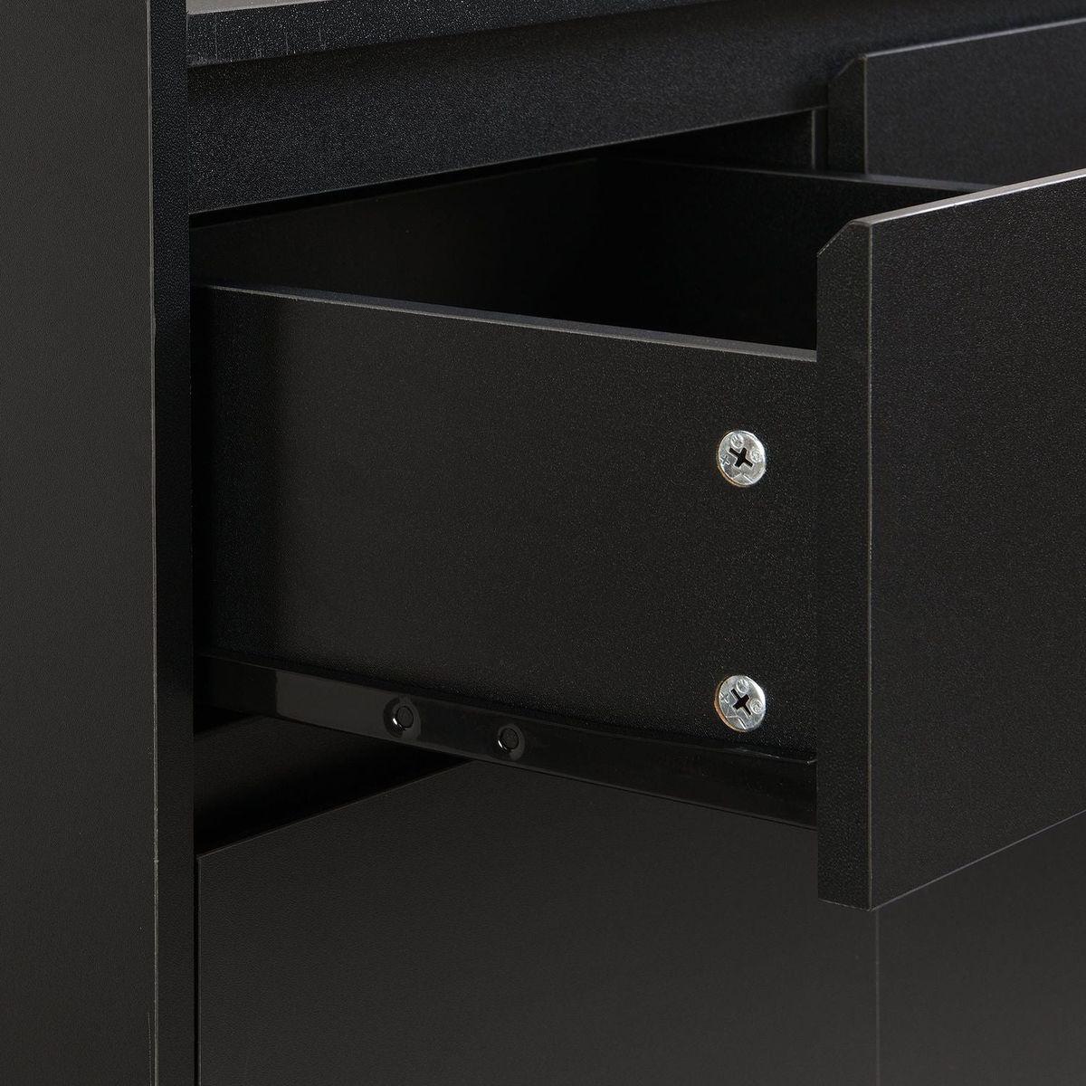 Sleek and Contemporary Shoe Cabinet with Adjustable Shelves, Minimalist Home Organizer with Solid Wood Legs, Storage Sideboard for Entryway, Living Room, Black