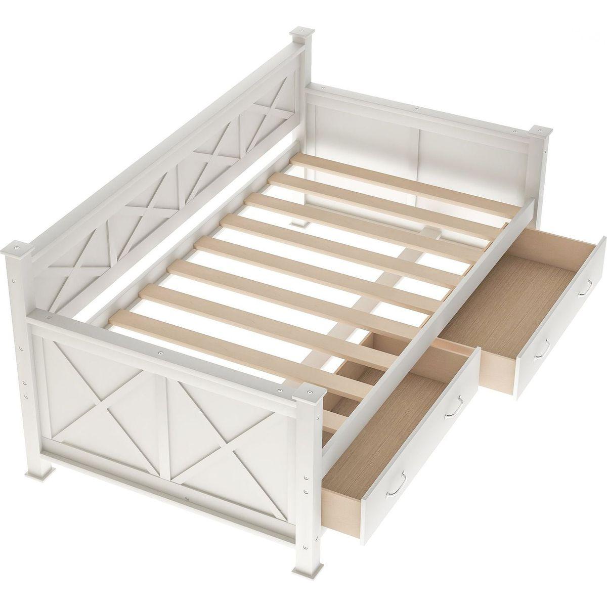 Twin Size Wooden Modern and Rustic Casual Style Daybed, Cream White