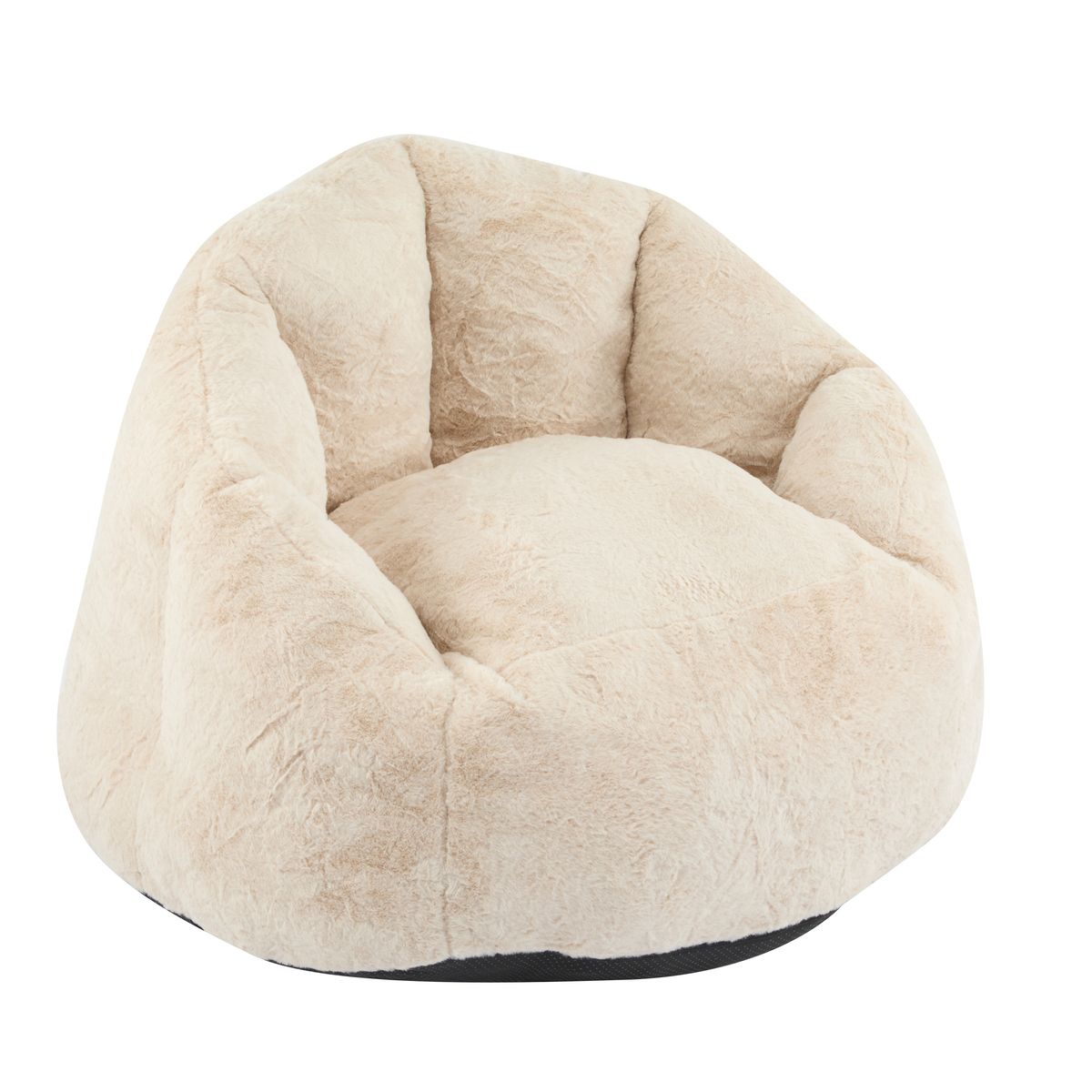 Albi Indoor Cozy Armchair-Style Bean Bag, Beige Faux-Fur, Ergonomic Design